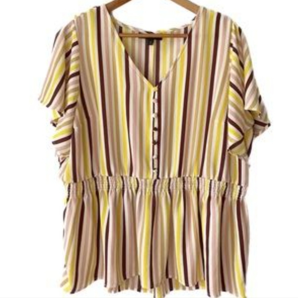 NWT Lane Bryant FITS that FLATTE Plus Size Short Sleeve Striped Blouse
